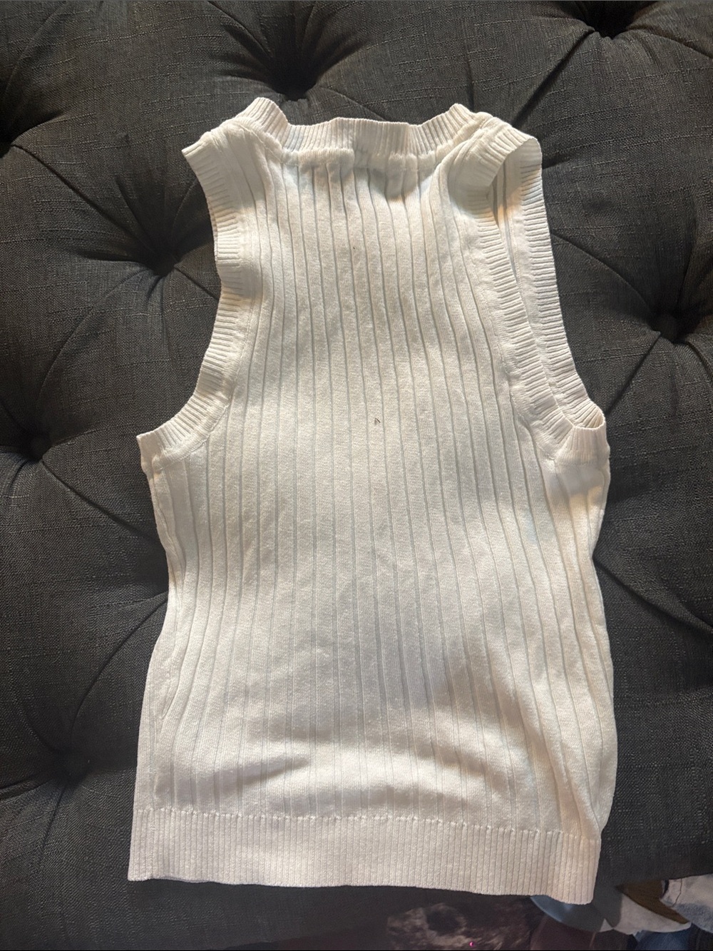 Double Zero Cream Ribbed Sleeveless Tank - Picture 4 of 4
